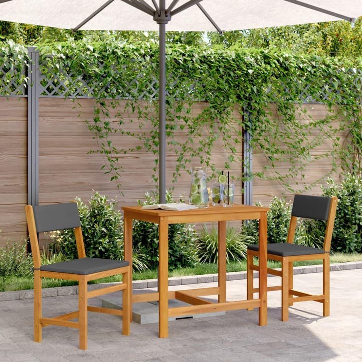 vidaXL 3-delige Balkonset met kussens massief acaciahout, Tuin en Terras, Tuinsets en Loungesets, Nieuw, Verzenden