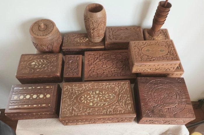 Verzameling dozen - Doos voor schrijfgerei (14) - Hout,, Antiquités & Art, Curiosités & Brocante