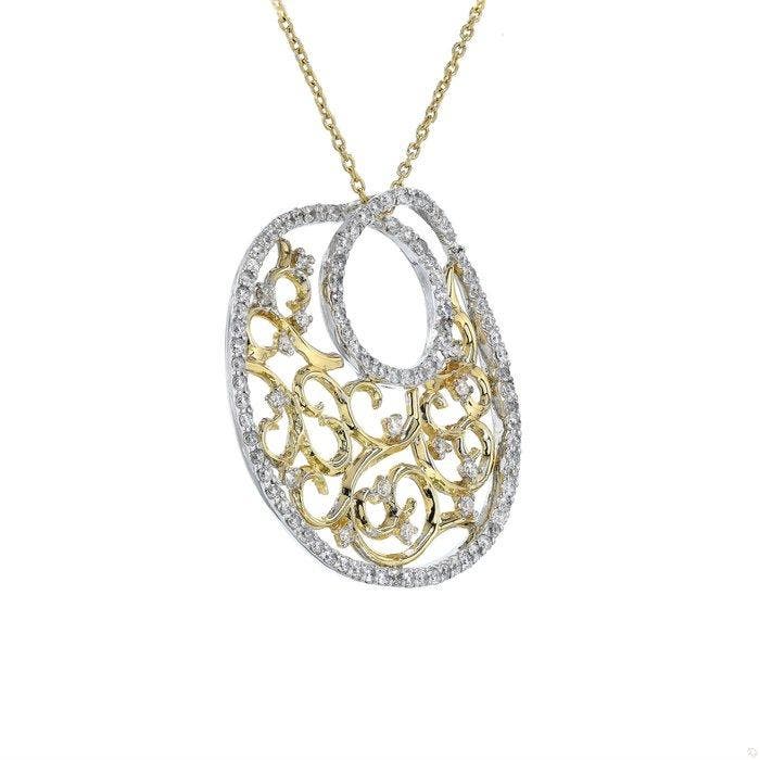 Halsketting - 14 karaat Witgoud, Geel goud - 0.76ct. tw., Handtassen en Accessoires, Kettingen