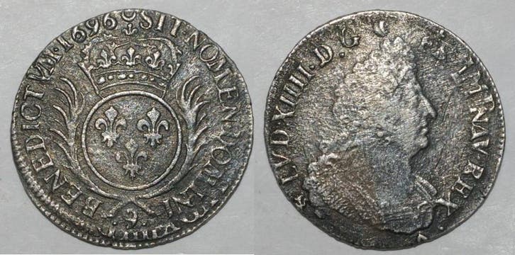 1/2 écu France Frankreich Dy 1521 Ludwig Xiv 1/2 Ecu 1696.., Postzegels en Munten, Munten | Europa | Niet-Euromunten, België, Verzenden