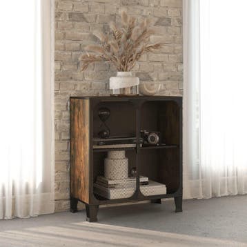 vidaXL Opbergkast 72x36x82 cm metaal en MDF rustiek bruin, Verzenden, Nieuw