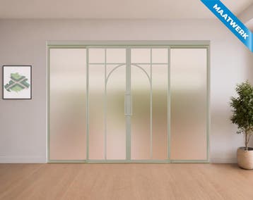 Dubbele stalen Schuifdeuren met koofsysteem en glaspanelen K, Doe-het-zelf en Bouw, Nieuw, Metaal, Inclusief glas