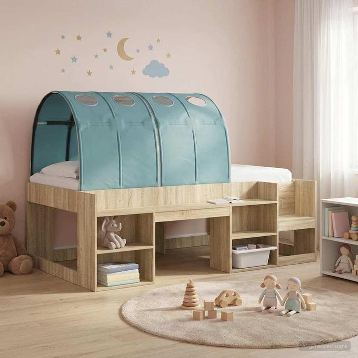 vidaXL Bed tunnel 2 pcs Lichtblauw 211 x 67.5 x 2 cm, Huis en Inrichting, Slaapkamer | Bedden, Nieuw, Verzenden