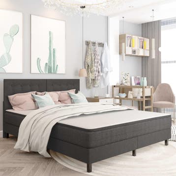 vidaXL Boxspring stof donkergrijs 160x200 cm, Verzenden, Nieuw
