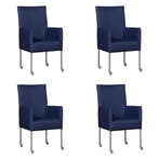 Set van 4 Leren eetkamerstoelen Spark - Toledo Kobalt, Ophalen of Verzenden