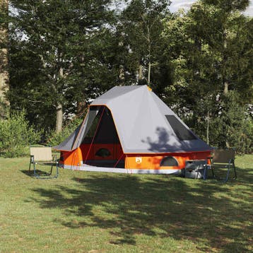 vidaXL Tipi Tent 6-persoons Grijs en Oranje taft, Verzenden, Nieuw