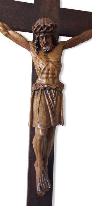 Statue, Buxus Corpus op Kruishout . - 98 cm - Buis - 1920