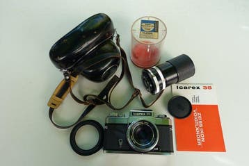 Zeiss Ikon Icarex 35 + Tessar 2,8/50mm + 4/135mm + etui |, Nieuw