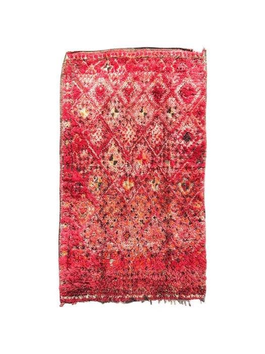 Vintage rood Marokkaans Boujad tapijt 170x320 cm –, Huis en Inrichting, Stoffering | Tapijten en Vloerkleden