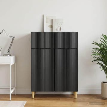 vidaXL Dressoir met lade Zwart 66 x 34,5 x 90 cm Bewerkt, Verzenden, Nieuw