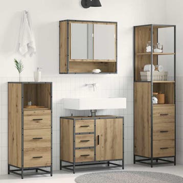 vidaXL Badkamermeubel Set 4 st Artisan Eiken 65 x 33 x 60 cm, Maison & Meubles, Verzenden