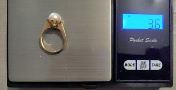 Bague - 18 carats Or jaune Perle - Vintage - Années 70