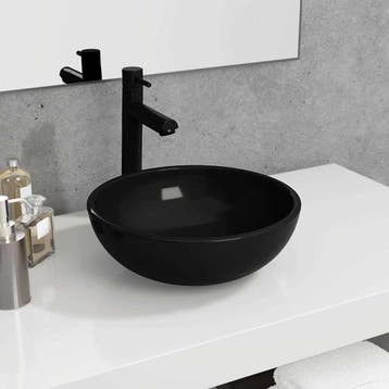 vidaXL Wasbak 35x12 cm gehard glas zwart, Verzenden