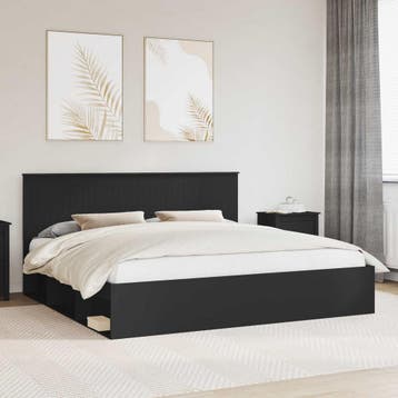 vidaXL Bedframe met hoofdeinde Zwart 200 x 200 cm Massief, Verzenden, Nieuw