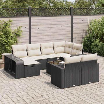 vidaXL 11-delige Loungeset met kussens poly rattan zwart, Verzenden, Loungeset