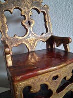 Fauteuil - Hardhout, bladgoud, olieverf - Paapse, Antiek en Kunst
