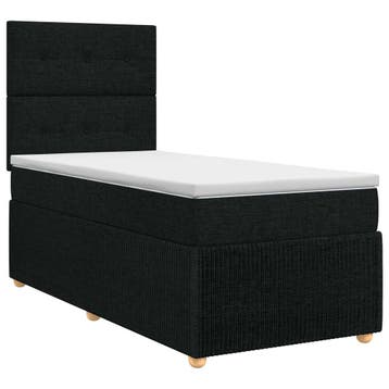 vidaXL Boxspringbed met matras met hoofdeinde Zwart 90 x 190, Maison & Meubles, Verzenden
