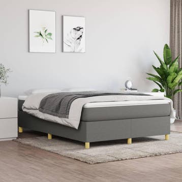 vidaXL Boxspring bed stof donkergrijs 140x200 cm, Verzenden, Nieuw