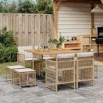 vidaXL 9-delige Tuinset met kussens poly rattan beige, Verzenden, Nieuw, Tuinset