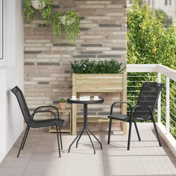 vidaXL Tuin Bistro Set 3 st Zwart Staal, Tuin en Terras, Verzenden, Nieuw