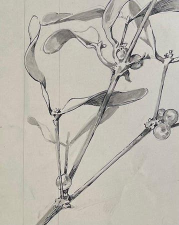 Louise Abbéma (1853-1927). - Le Gui, porte bonheur. Etude de
