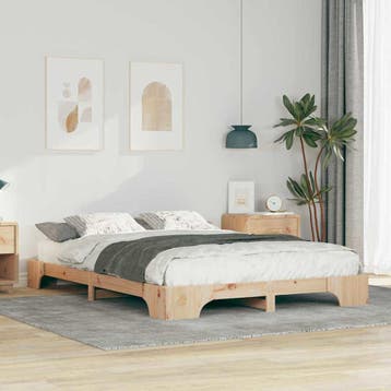 vidaXL Bedframe Bruin 140 x 210 cm Massief grenenhout, Huis en Inrichting, Slaapkamer | Bedden, Verzenden, Nieuw