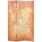 vidaXL Kamerscherm inklapbaar wereldkaart 120x170 cm geel, Huis en Inrichting, Verzenden, Nieuw