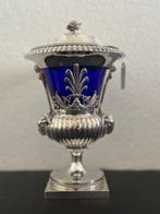 Vase avec couvercle - verre cobalt, Argent 950
