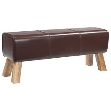 vidaXL Bank 110 x 30 x 45 cm Echt Leer Donkerbruin, Huis en Inrichting, Verzenden, Nieuw