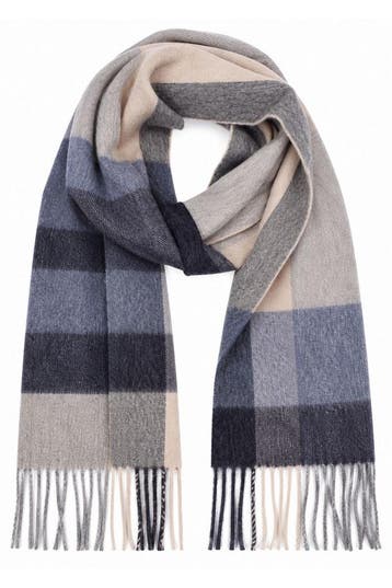 Profuomo Sjaal Lamswol Ruiten Blauw Beige maat  Heren, Kleding | Heren, Verzenden, Nieuw, Profuomo