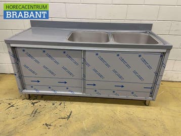 Évier en acier inoxydable double évier à portes coulissantes, Verzenden
