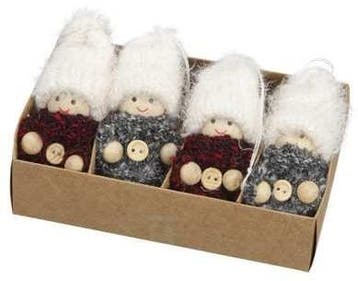 Meisjes kabouter hangers Rood Grijs 7 cm set van 4 stuks, Nieuw