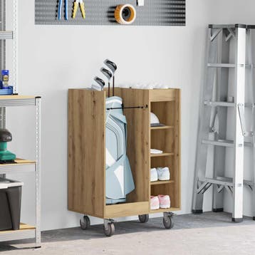 vidaXL Golfkast met wiel Effen Artisan Eiken 65 x 45 x 98 cm, Sport en Fitness, Golf, Verzenden, Nieuw