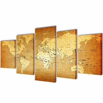 vidaXL Canvas muurdruk print set wereldkaart 200 x 100 cm, Verzamelen, Verzenden, Nieuw