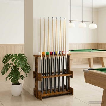 vidaXL Biljartkeu-stand Bewerkt hout 60 x 35 x 60 cm Gerookt, Verzenden, Nieuw