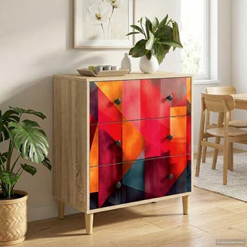 vidaXL Ladekast HEESCH Kleur blok print 66 x 36,5 x 75 cm, Huis en Inrichting, Verzenden, Nieuw