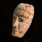 Oude Egypte, late periode Veelkleurig hout Grafmasker, 23,5