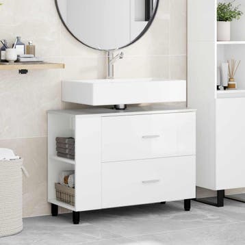 vidaXL Badkamer vaniteitsunit Hoogglans Wit 80 x 35 x 60 cm, Verzenden, Nieuw