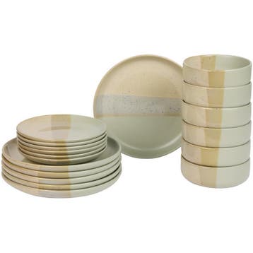 Service de table Azur moucheté - beige et vert - 18 pièces |, Verzenden