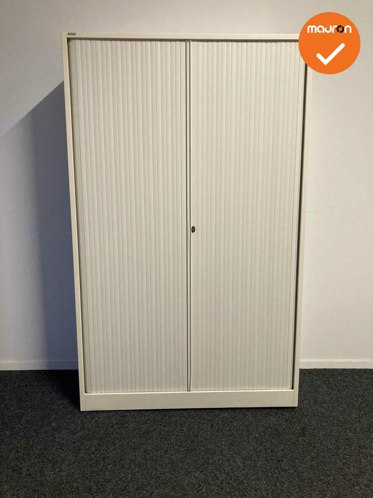 Roldeurkast - Ahrend - 195x120x45cm - wit met witte roldeure, Zakelijke goederen, Kantoor en Winkelinrichting | Kantoormeubilair en Inrichting