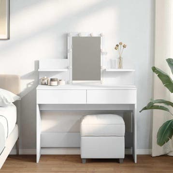 vidaXL Kaptafel met LED-verlichting 100x40x130 cm wit, Huis en Inrichting, Tafels | Kaptafels, Verzenden, Nieuw