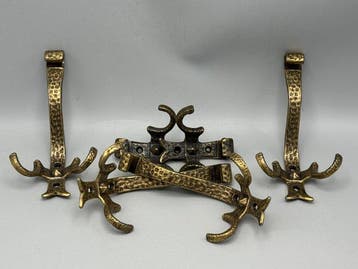 Set kapstokhaken - Messing - kapstokhaken, Antiek en Kunst