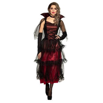 Halloween Vampier Kostuum Dames Rood, Verzenden, Nieuw