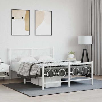 vidaXL Bedframe met hoofd- en voeteneinde metaal wit 140x200, Huis en Inrichting, Verzenden, Nieuw