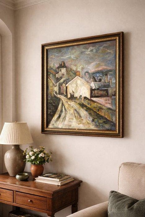 À la manière de Paul Cézanne (XX) - Paysage avec canal, Antiek en Kunst, Kunst | Schilderijen | Klassiek