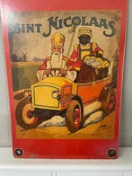 Sint Nicolaas – emaille reclamebord met klassieke auto en