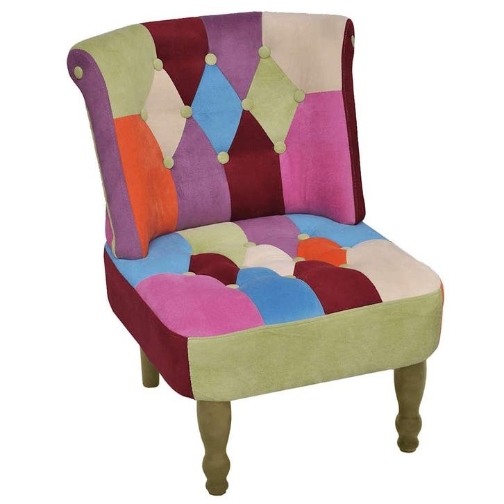 vidaXL Franse stoel met patchwork ontwerp stof, Maison & Meubles, Fauteuils, Envoi