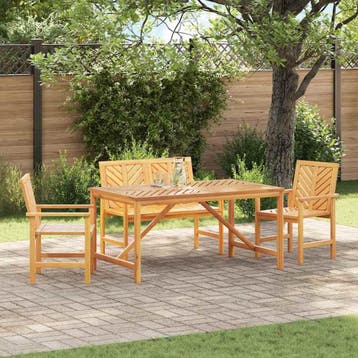 vidaXL Tuin Eettafel Set 4 st Bruin Massief Acacia Hout, Jardin & Terrasse, Verzenden