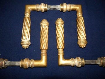 Antique Poignée de porte - 3 paar fraaie antieke massief