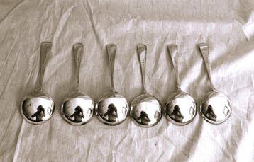 Cuillère (6) - Argent 833 - ensemble de cuillères à bouillon